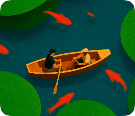 Boat sailing illustration